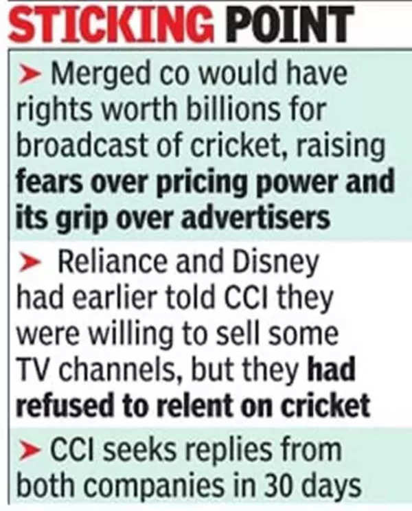 Competition Commission of India flags cricket rights concerns with Disney-Reliance $8.5 billion merger | Cricket News – The Times of India