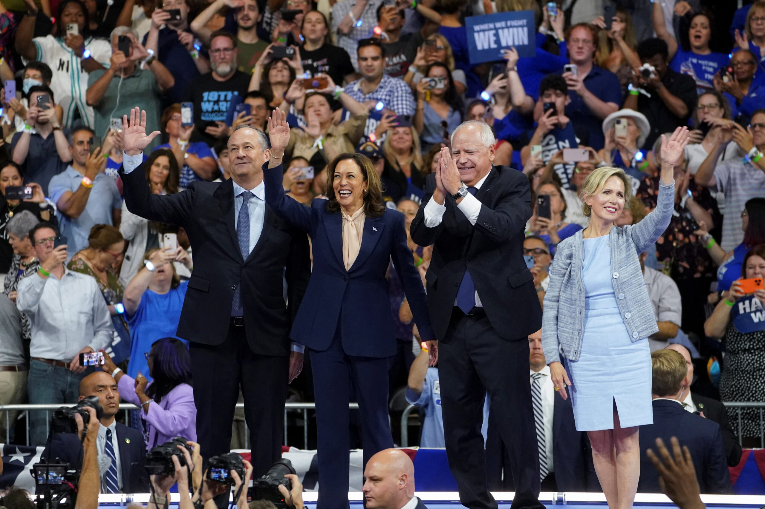 Kamala Harris campaigns with vice president pick Tim Walz for first time